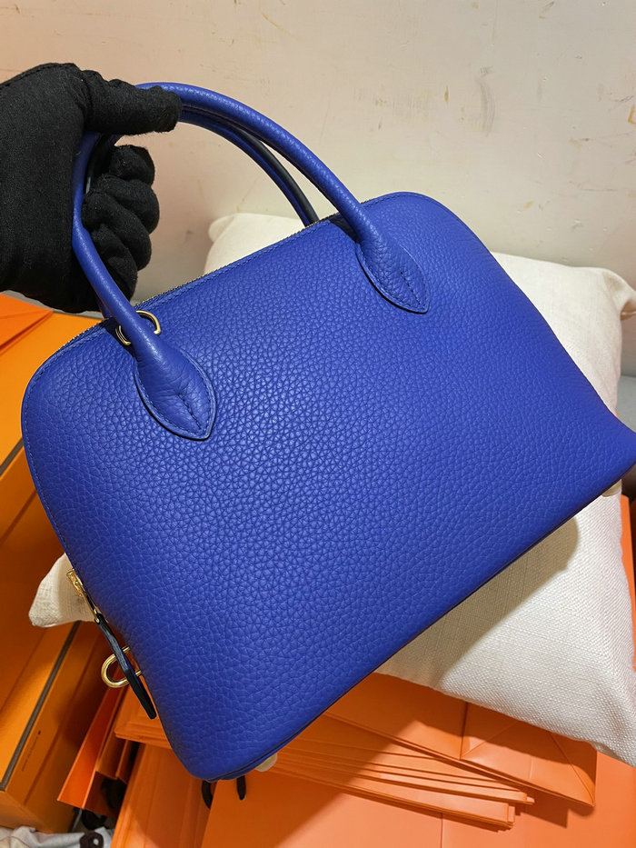 Hermes Bolide Clemence Leather Tote Bag Blue Electric HB12601