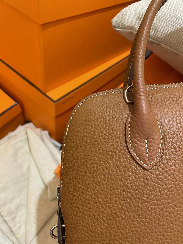 Hermes Bolide Clemence Leather Tote Bag Golden Brown HB12601