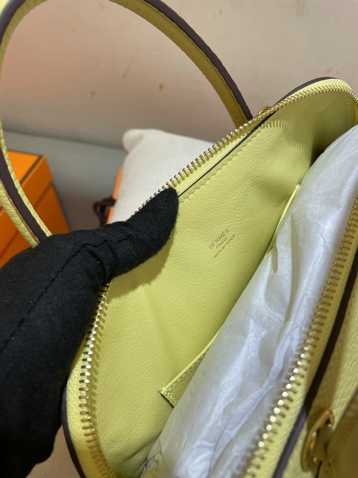 Hermes Bolide Clemence Leather Tote Bag Jaune Poussin HB12601