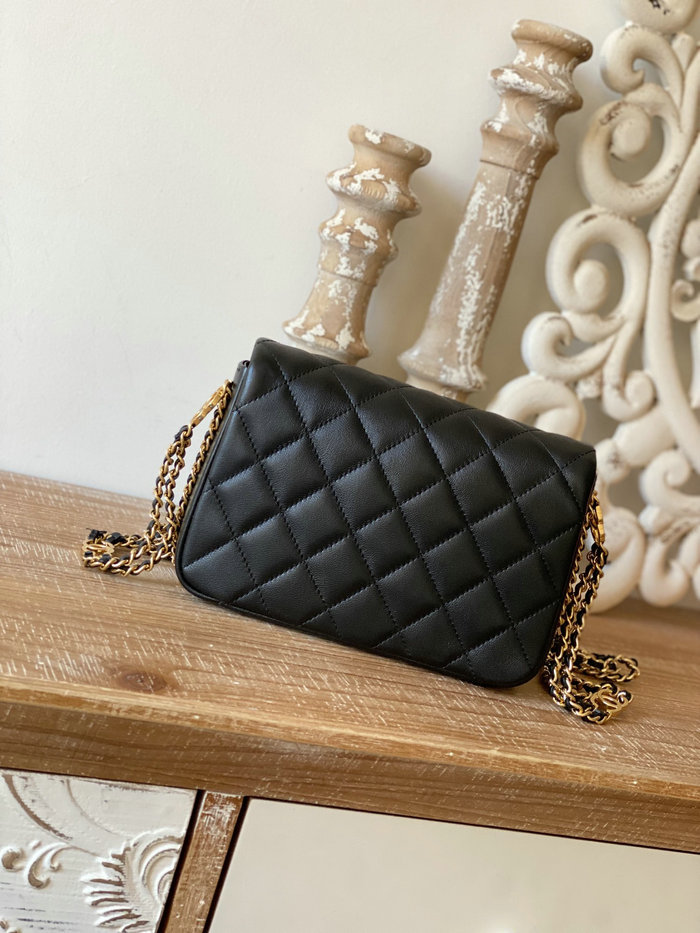 Small Chanel Lambskin Flap Bag Black AS3757