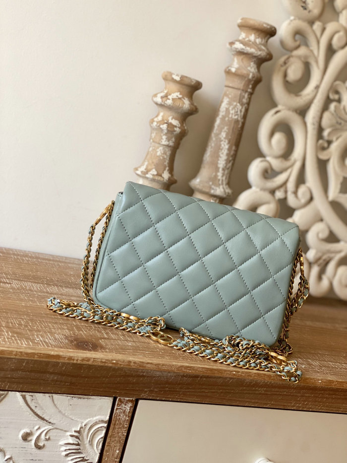 Small Chanel Lambskin Flap Bag Blue AS3757