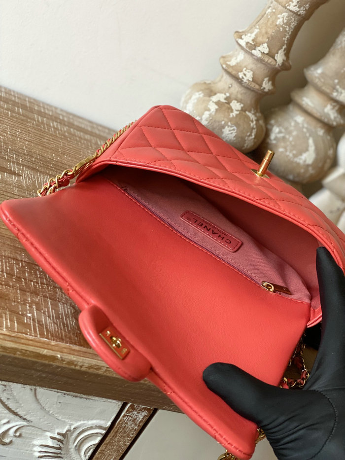 Small Chanel Lambskin Flap Bag Red AS3757