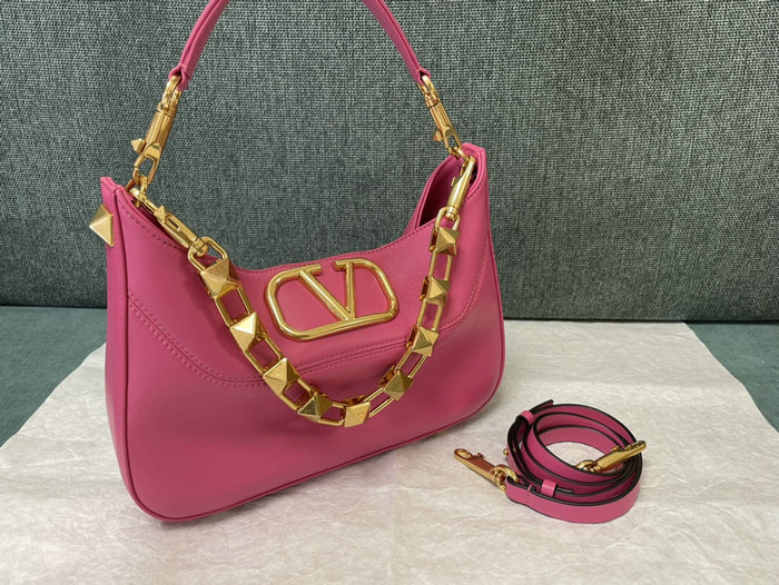 Valentino Garavani Nappa Stud Sign Hobo Bag Pink V0570