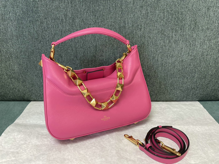 Valentino Garavani Nappa Stud Sign Hobo Bag Pink V0570