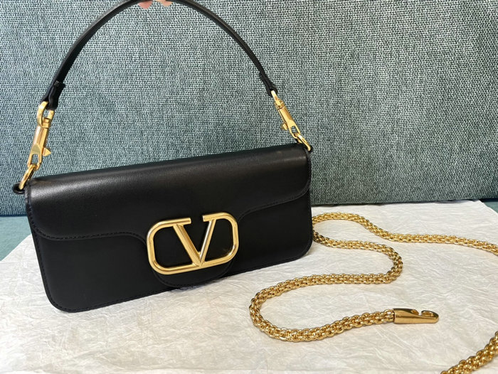 Valentino Loco Calfskin Shoulder Bag Black V1133L