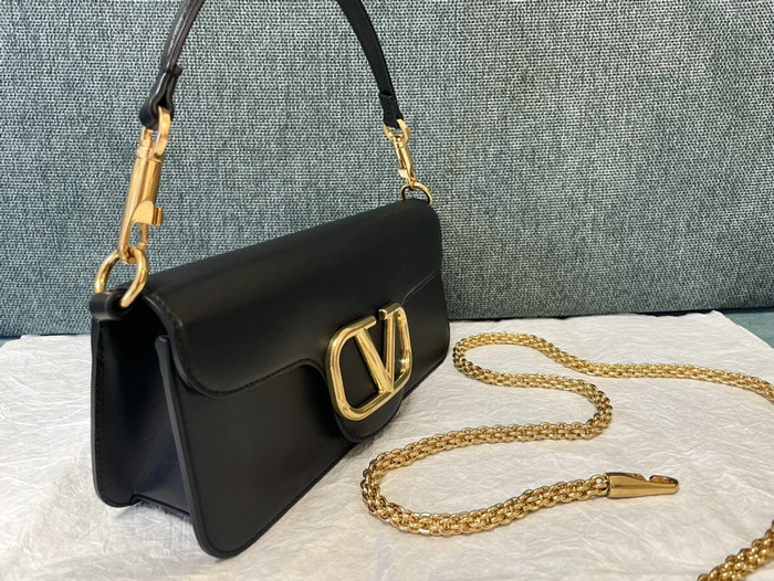 Valentino Loco Calfskin Shoulder Bag Black V1133L