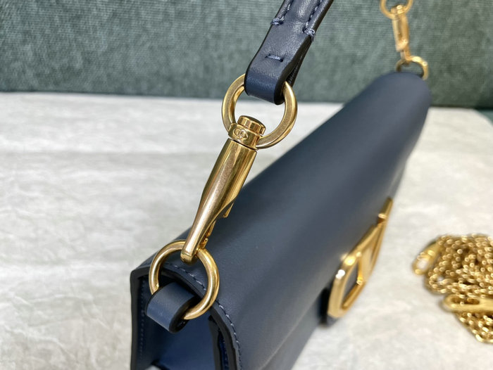 Valentino Loco Calfskin Shoulder Bag Blue V1133L