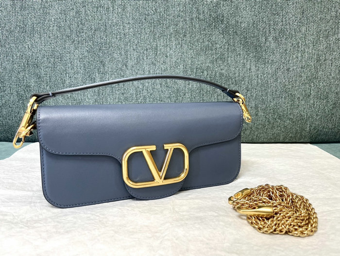 Valentino Loco Calfskin Shoulder Bag Blue V1133L