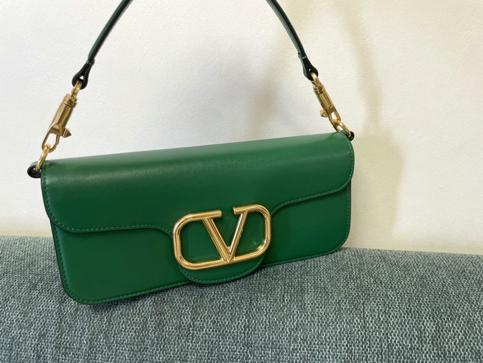 Valentino Loco Calfskin Shoulder Bag Green V1133L