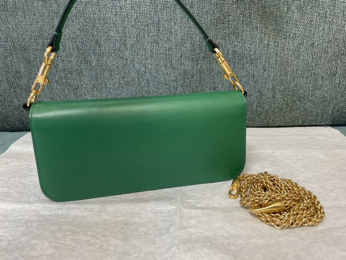 Valentino Loco Calfskin Shoulder Bag Green V1133L