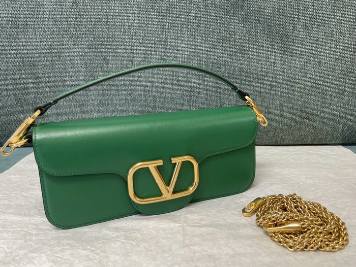 Valentino Loco Calfskin Shoulder Bag Green V1133L