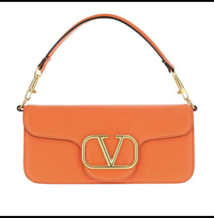 Valentino Loco Calfskin Shoulder Bag Orange V1133L