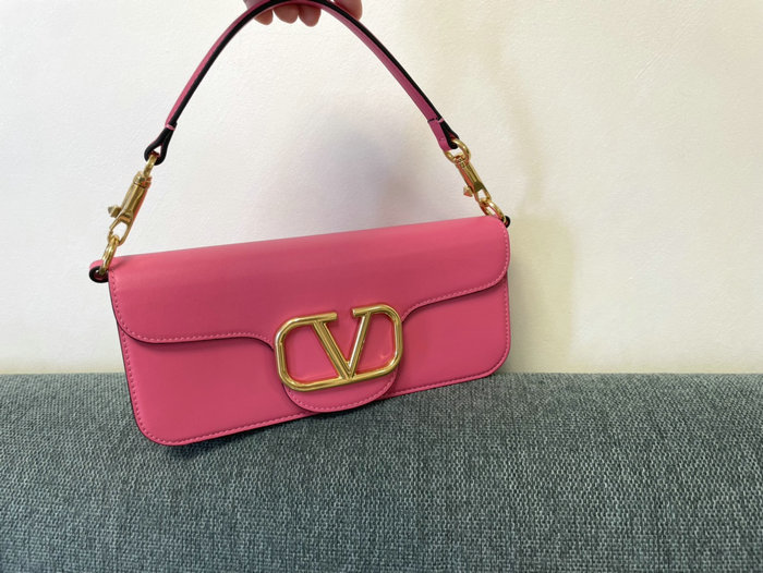 Valentino Loco Calfskin Shoulder Bag Pink V1133L