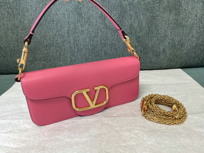 Valentino Loco Calfskin Shoulder Bag Pink V1133L