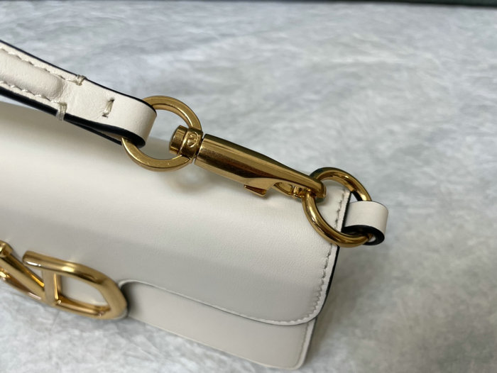 Valentino Loco Calfskin Shoulder Bag White V1133L