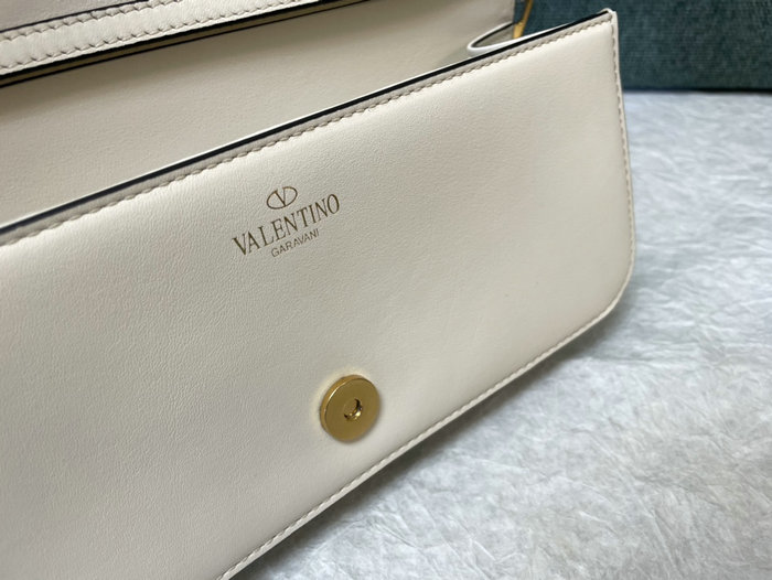 Valentino Loco Calfskin Shoulder Bag White V1133L