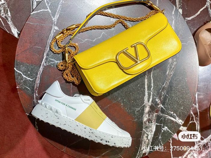 Valentino Loco Calfskin Shoulder Bag Yellow V1133L