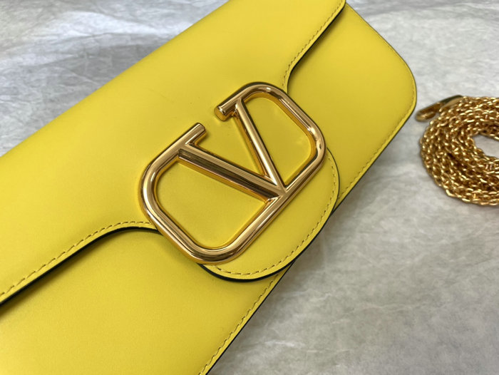 Valentino Loco Calfskin Shoulder Bag Yellow V1133L