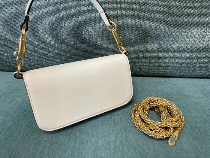 Valentino Loco Small Calfskin Shoulder Bag White V1133S