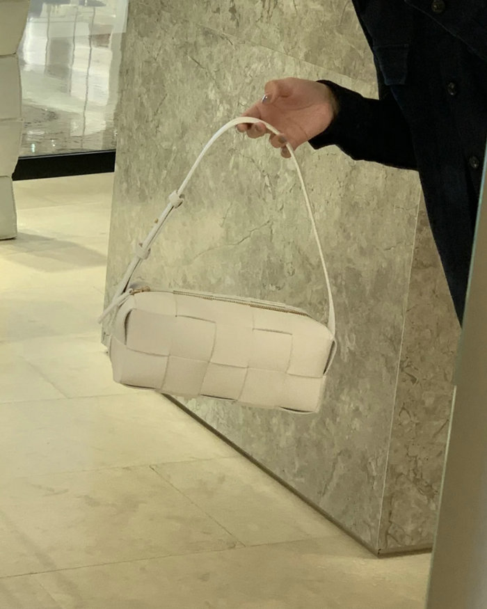 Bottega Veneta Brick Cassette Small Shoulder Bag White B721966