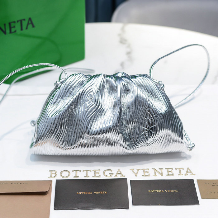 Bottega Veneta Calfskin The Mini Pouch Silver B02111