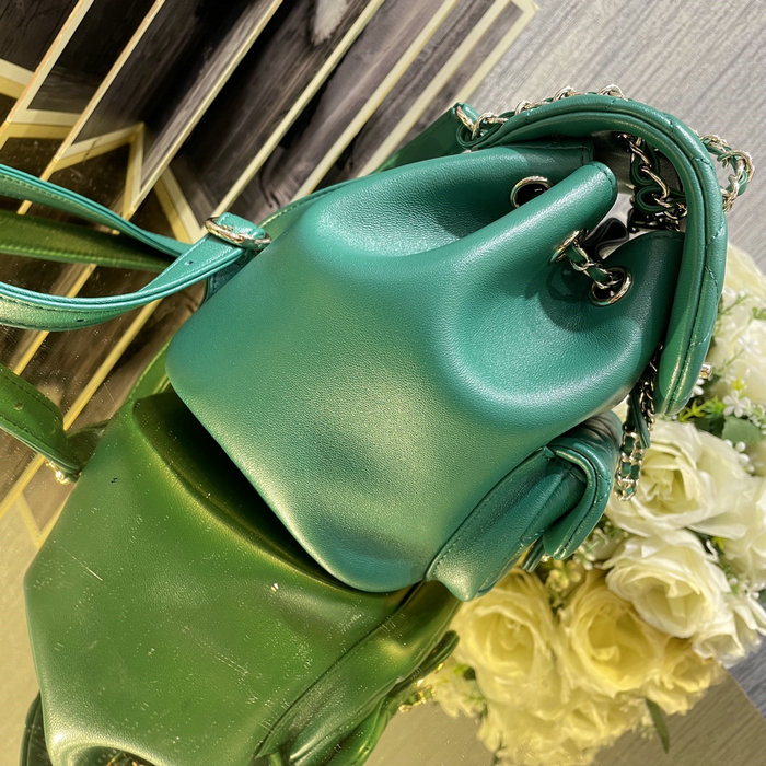 Chanel Small Duma Drawstring Backpack Green AS2908