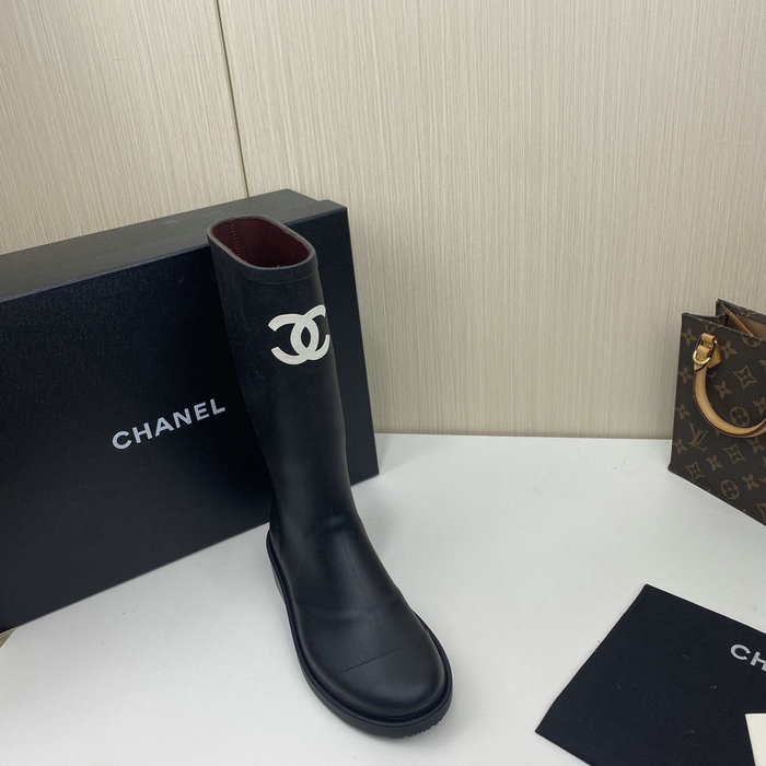 Chanel Wellington Boots Black CS02171