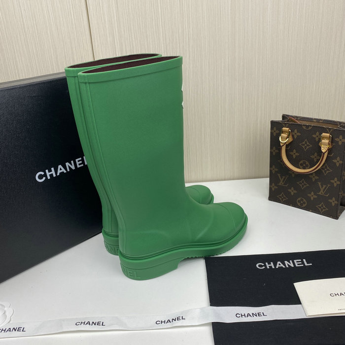 Chanel Wellington Boots Green CS02171