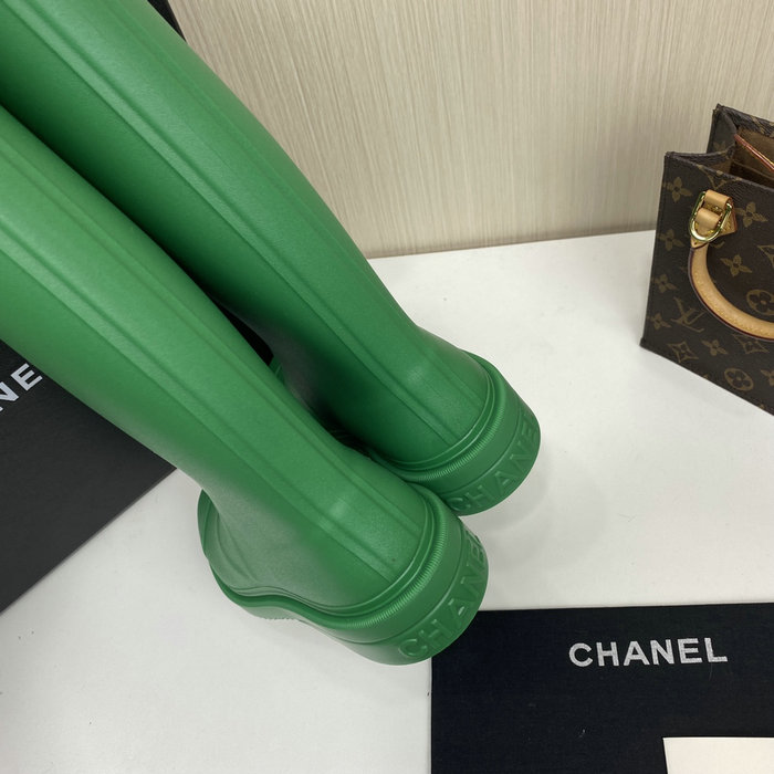 Chanel Wellington Boots Green CS02171