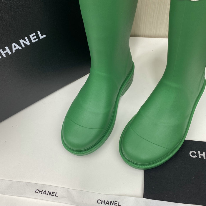 Chanel Wellington Boots Green CS02171