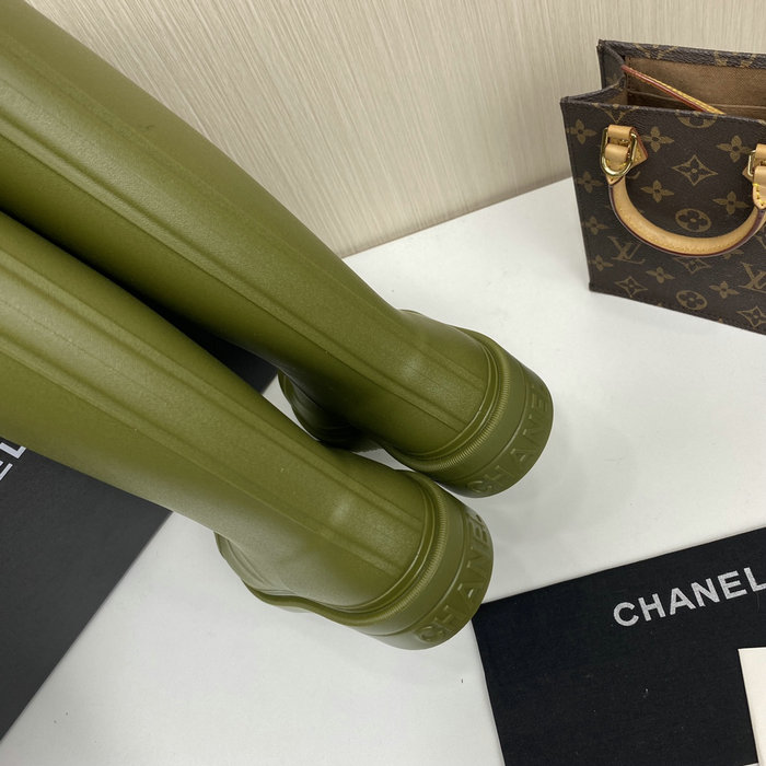 Chanel Wellington Boots Khaki CS02171