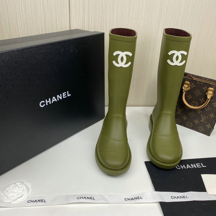 Chanel Wellington Boots Khaki CS02171