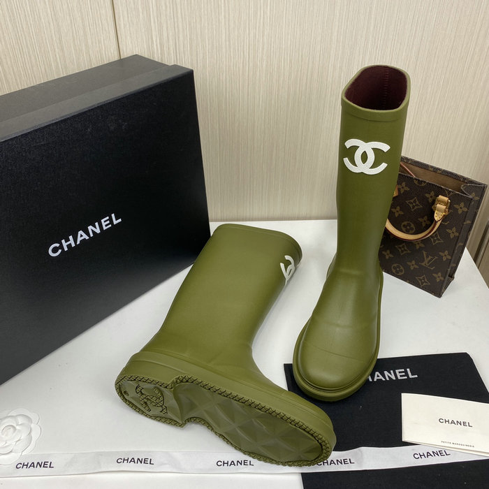 Chanel Wellington Boots Khaki CS02171