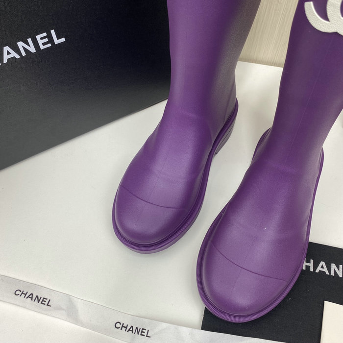 Chanel Wellington Boots Purple CS02171