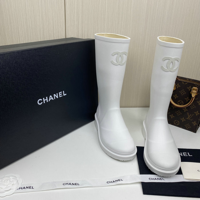 Chanel Wellington Boots White CS02171