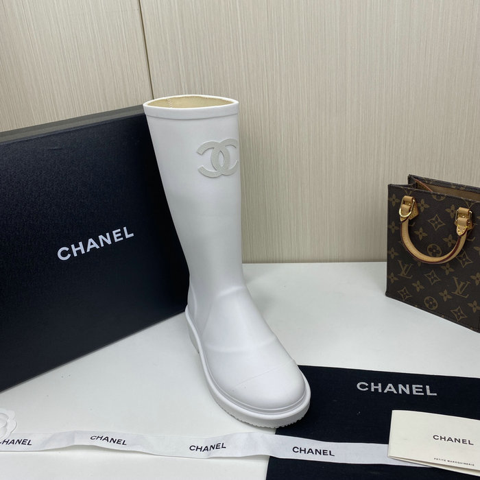 Chanel Wellington Boots White CS02171