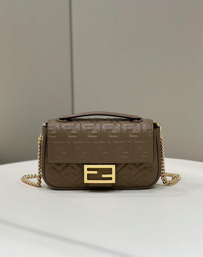 Fendi Baguette Chain Midi Bag Brown F8533