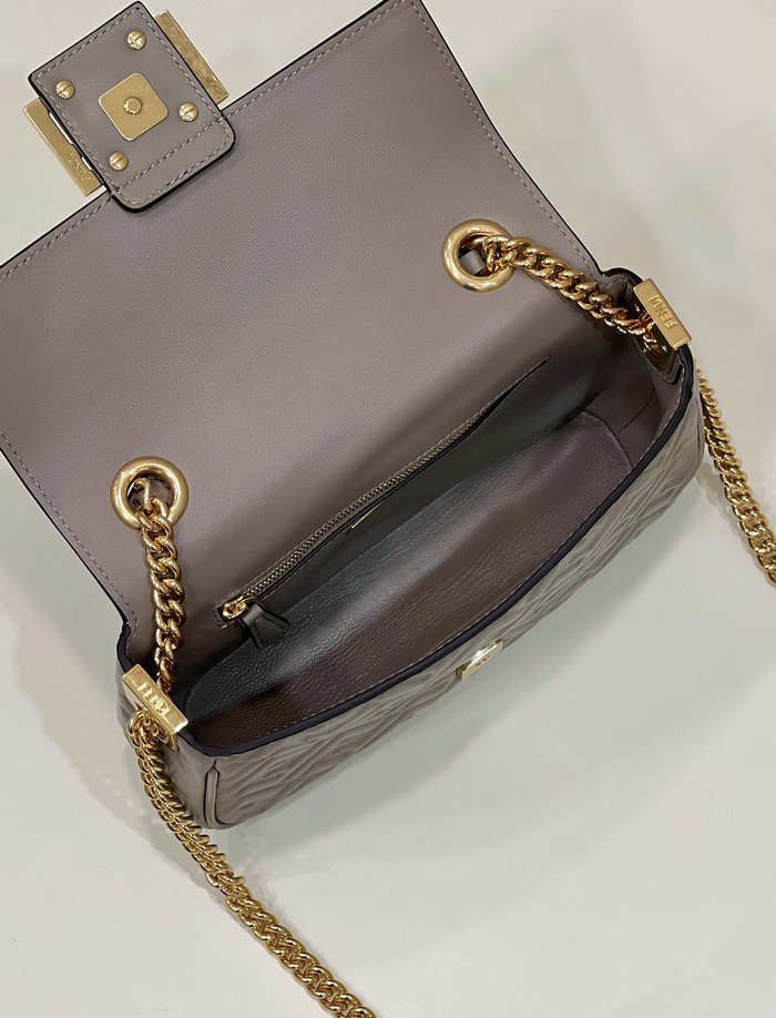 Fendi Baguette Chain Midi Bag Grey F8533