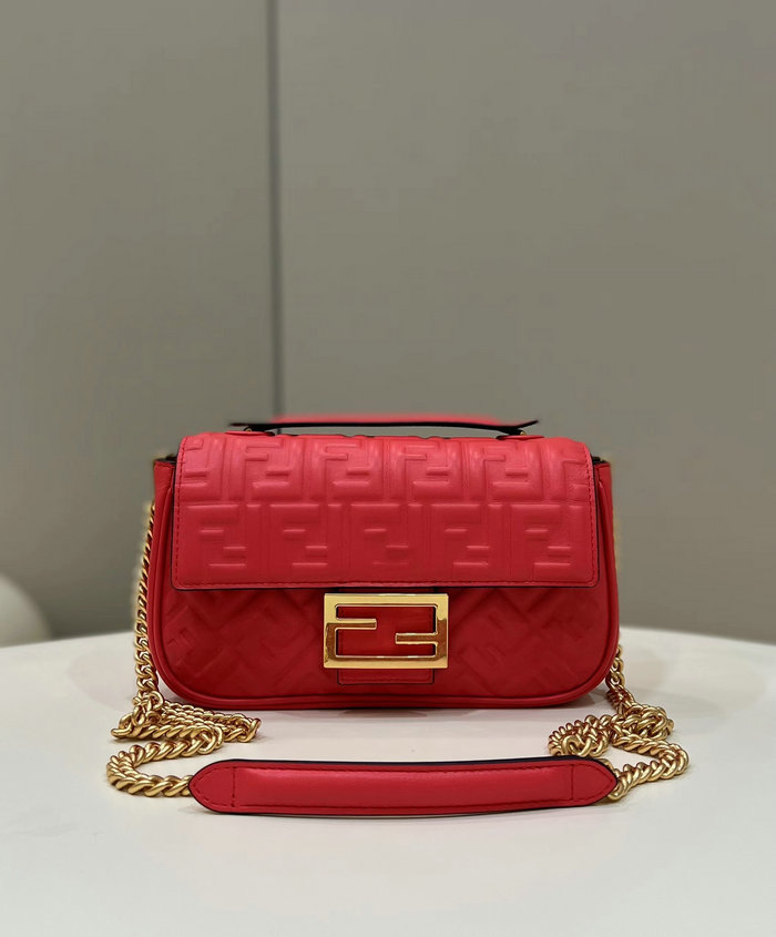 Fendi Baguette Chain Midi Bag Red F8533