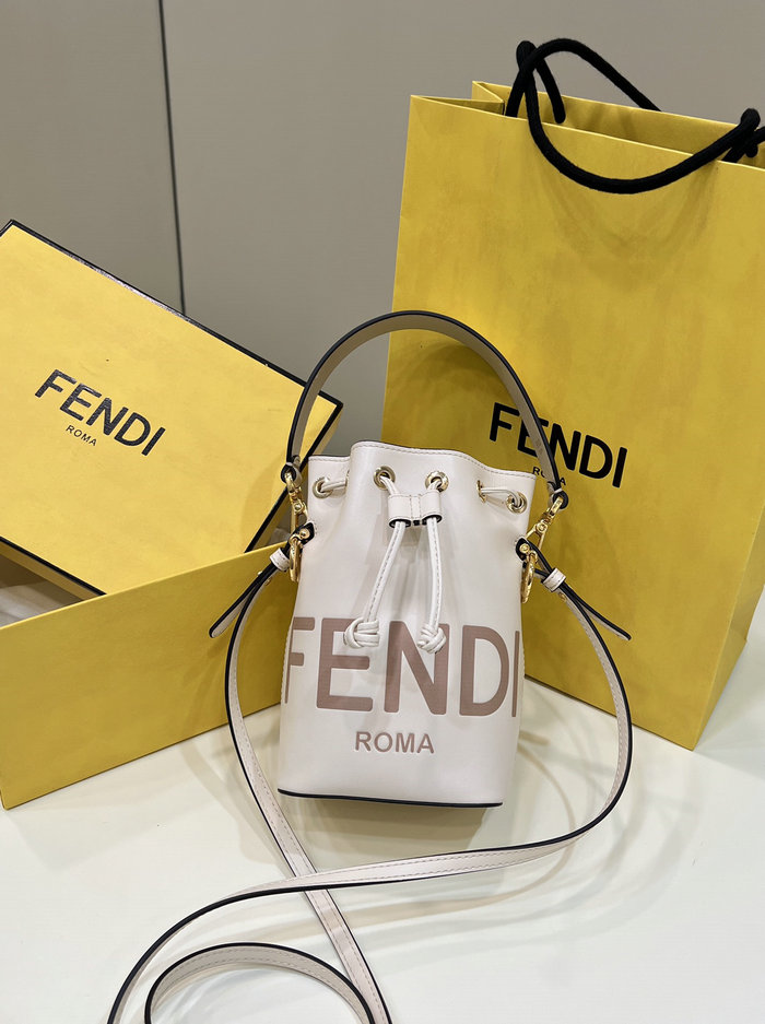 Fendi Mon Treso Bucket Bag White F8288