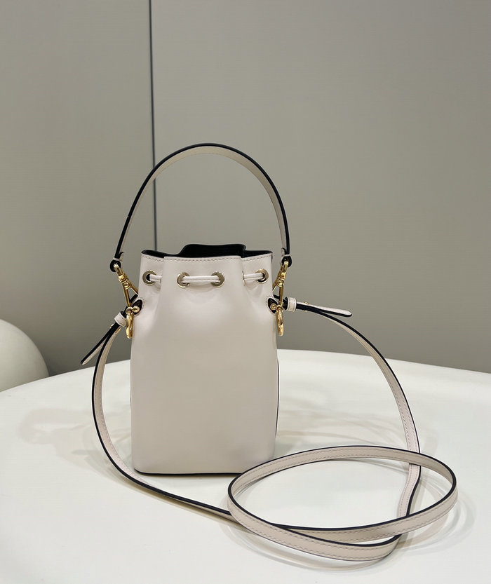 Fendi Mon Treso Bucket Bag White F8288