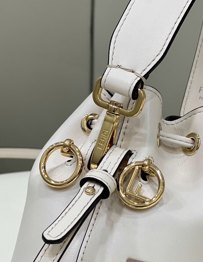 Fendi Mon Treso Bucket Bag White F8288