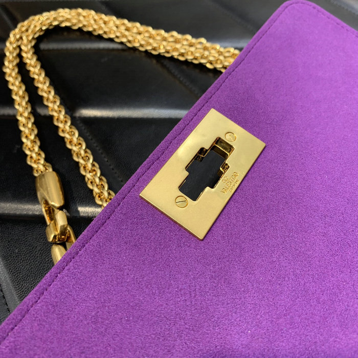 Valentino Medium Rhinestones Roman Stud Bag Purple V0082