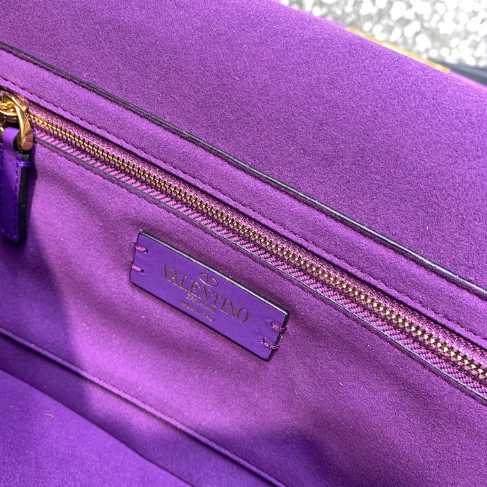 Valentino Medium Rhinestones Roman Stud Bag Purple V0082