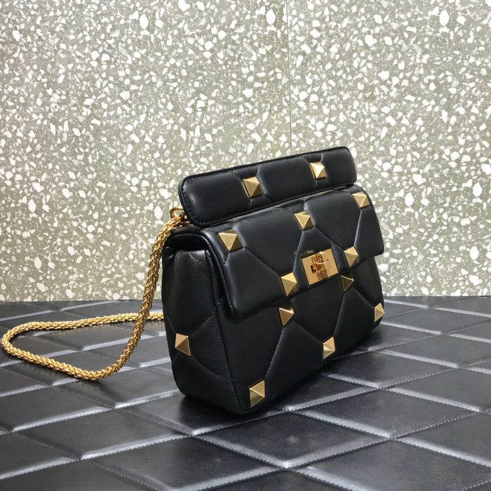 Valentino Medium Roman Stud The Shoulder Bag Black VM1189