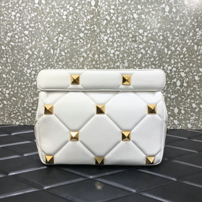 Valentino Medium Roman Stud The Shoulder Bag White VM1189