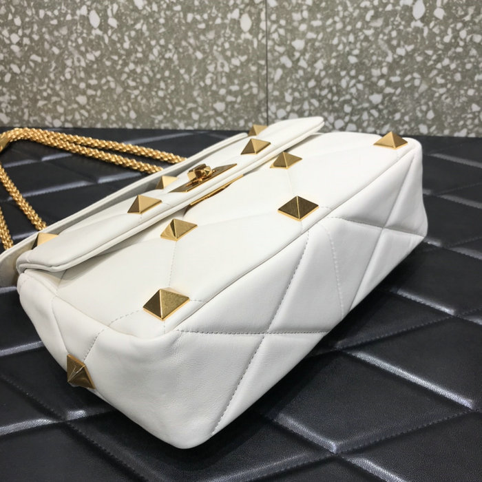 Valentino Medium Roman Stud The Shoulder Bag White VM1189