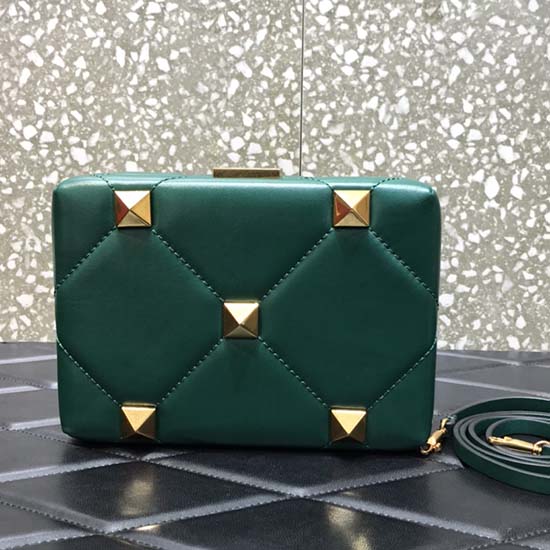 Valentino Roman Stud Leather Mini Bag Green V0659