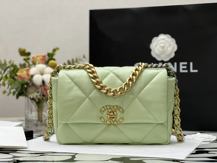 Chanel 19 Lambskin Flap Bag Green AS1160