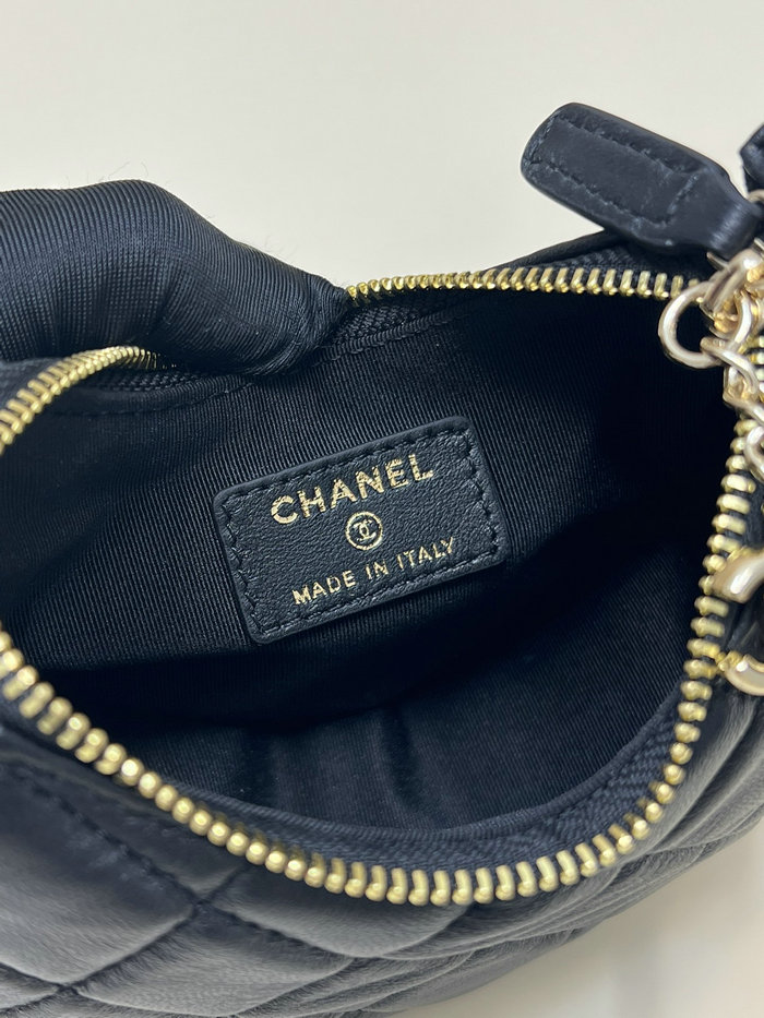 Chanel Lambskin Shoulder Bag Black AS3232